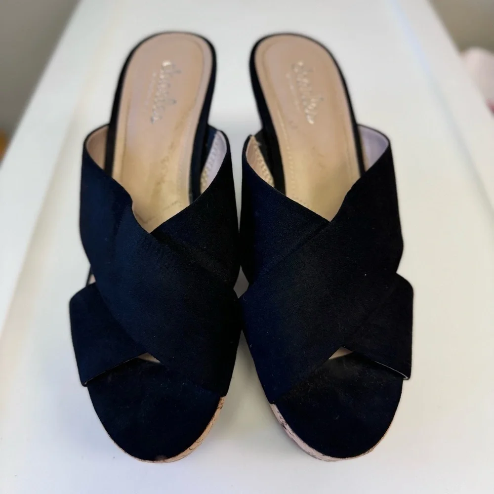 Charles by Charles David Latrice Microsuede Wedge Sandals In Black - Picture 6 of 8